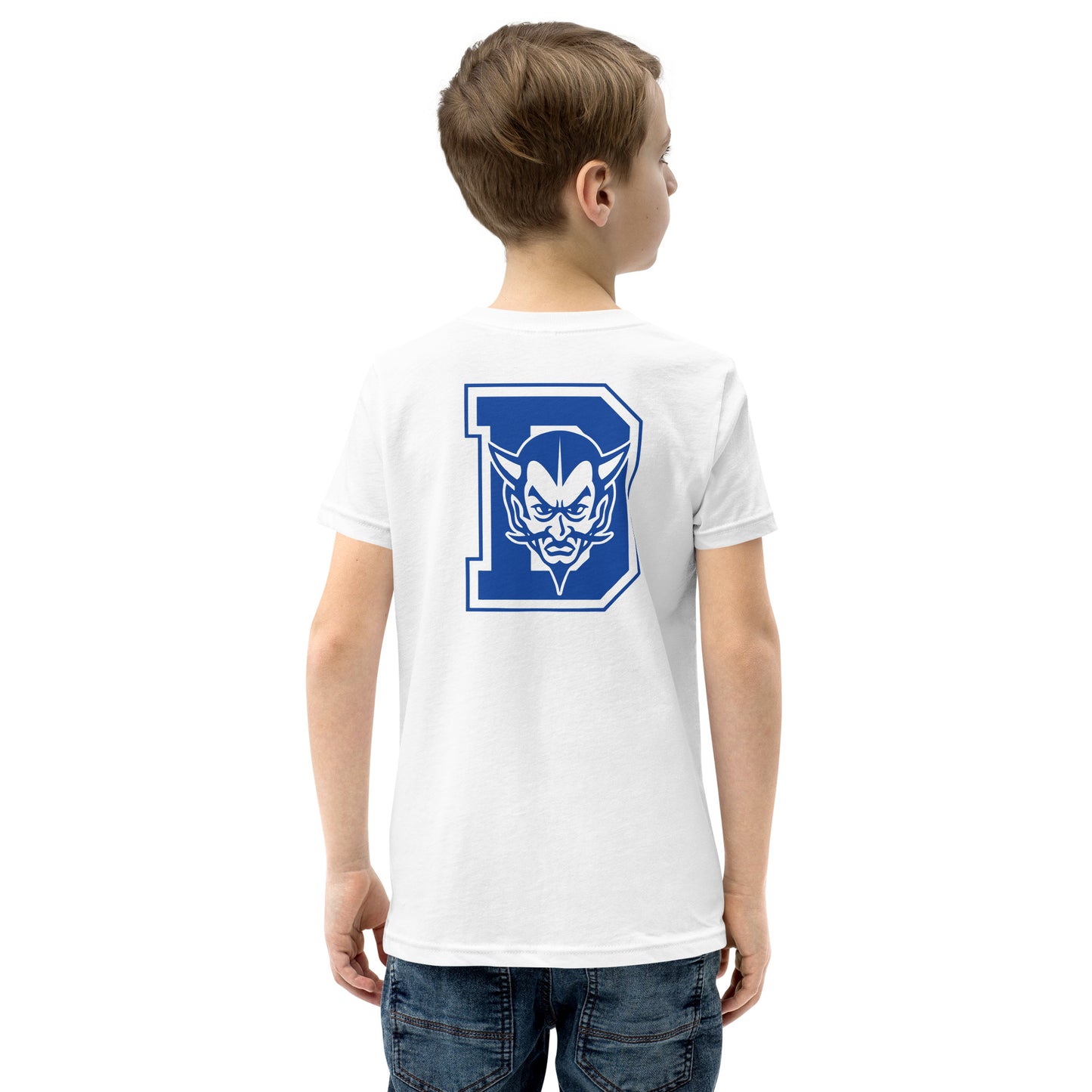 Jr. Blue Devils Football Youth Short Sleeve Tee (white)