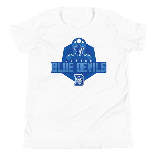 Jr. Blue Devils Football Youth Short Sleeve Tee (white)